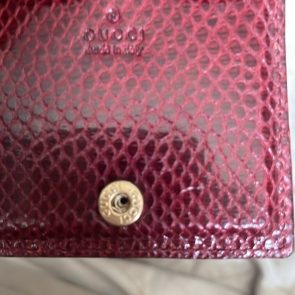 Small lizard red coin purse 👛 from Gucci Italy red and silver with box wallet - Picture 5 of 6